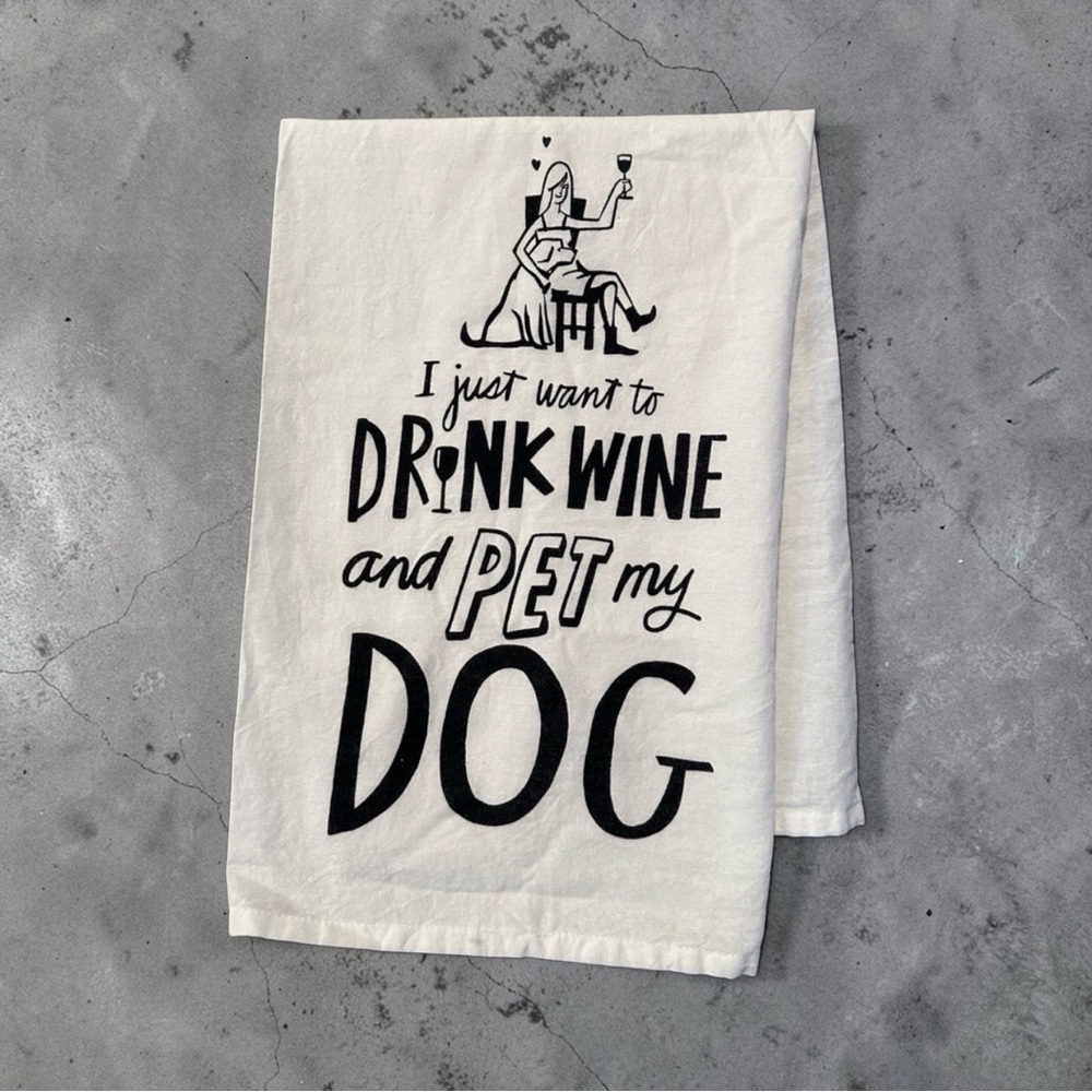 Primitives by Kathy Dog Lover's ‘Pet my Dog’ Tea Towel